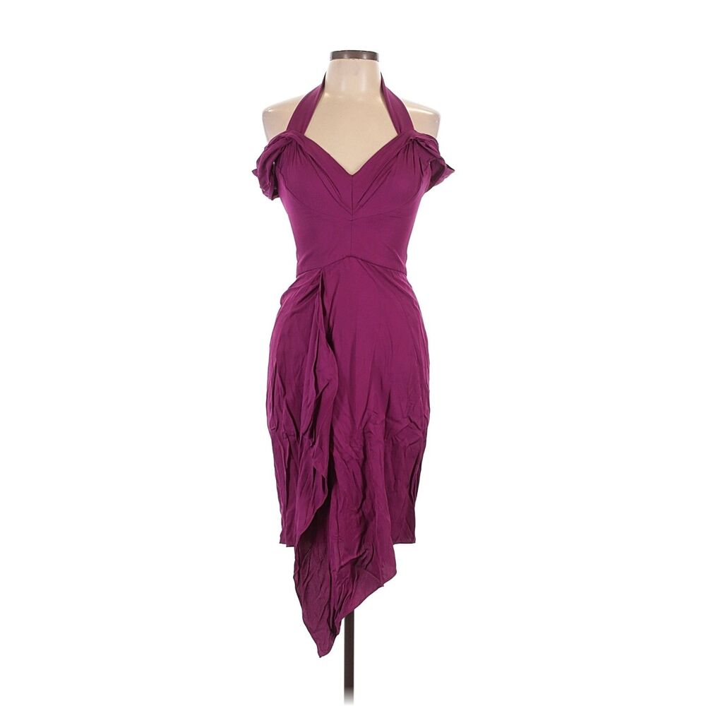 Maticevski Chrysalis Dress Resort 20 Plum Halter Cocktail Dress AU 8